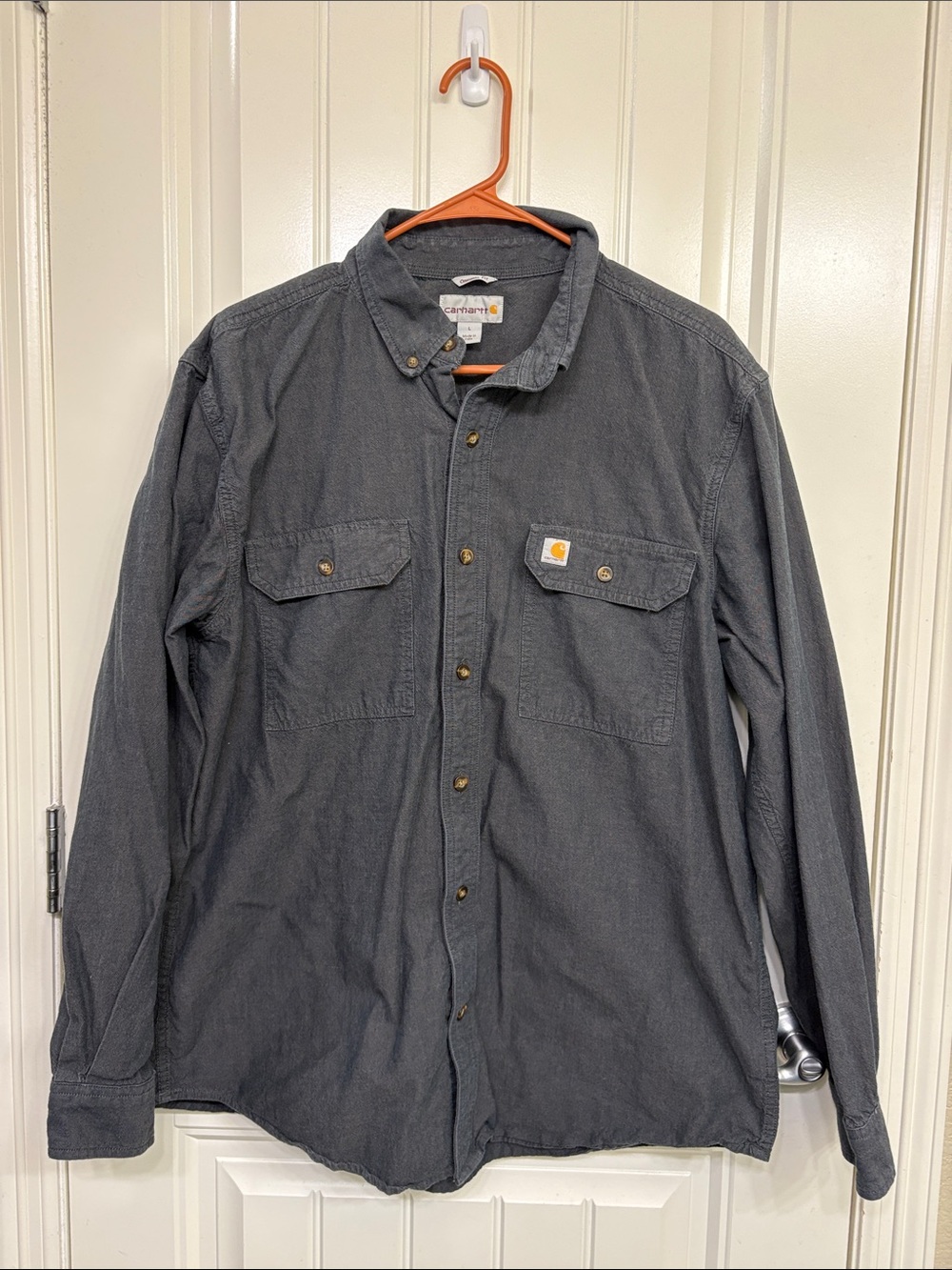Carhartt Men’s Charcoal Button-Down Work Shirt